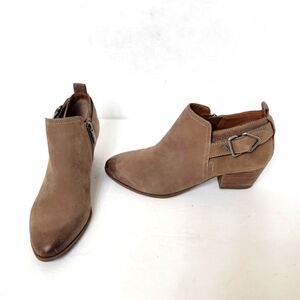 Franco Sarto Women GLEEN Ankle Booties Brown Leather Boots Size 6.5